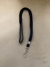 Simple Plain Black NECK LANYARD ID Holder WITH SWIVEL J HOOK