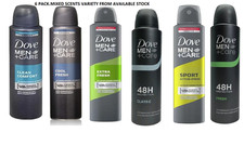 6 PACK Dove Men Body Spray Deodorant 6X150ml, Mix within the available kinds 