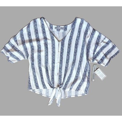 Lightweight Summer Button-front Crop Shirt Rayon Absolutely Famous Womens Small
