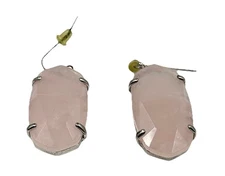 KENDRA SCOTT Esme Rose Quartz Rhodium Earrings Statement Dangle
