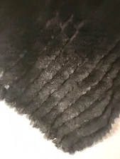 Christopher & Banks Women's Black Rabbit FUR Cape Poncho Shawl One Size EUC