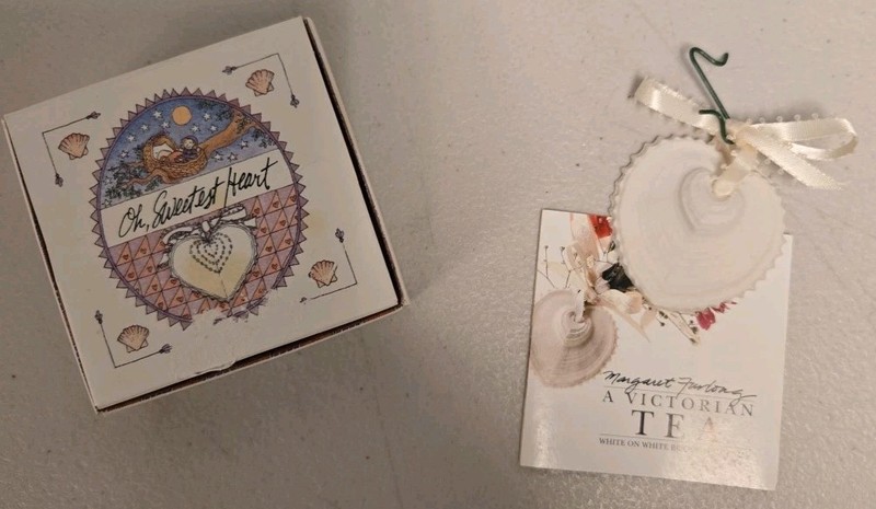 MARGARET FURLONG Oh Sweetest Heart Vintage Christmas ORNAMENT 1988 White Bisque