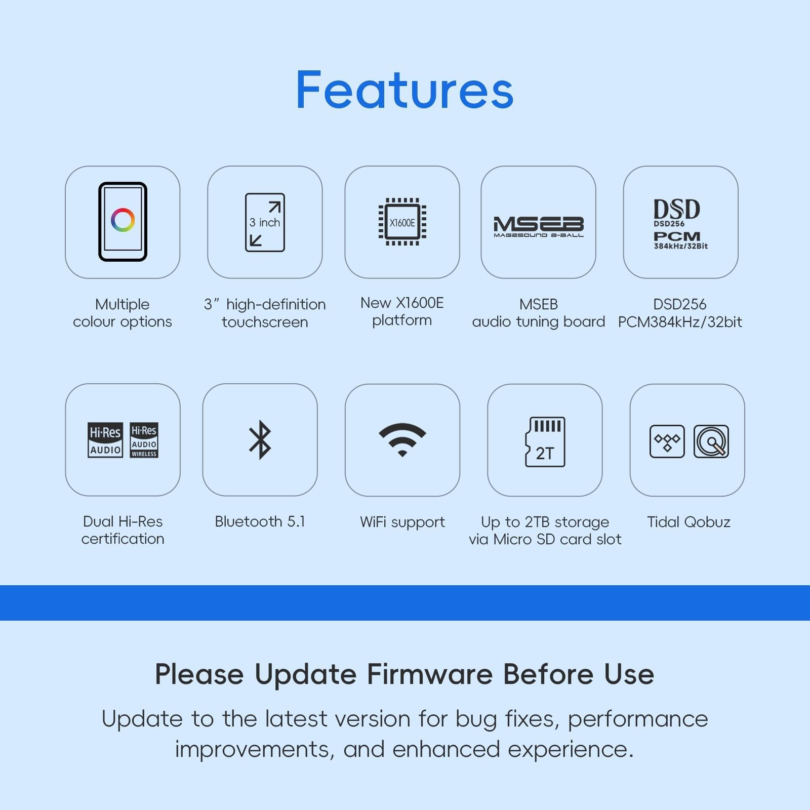 R1 HiFi MP3 Player with Bluetooth 5.1 Hi-Res Audio Certified DSD 256 Native T...