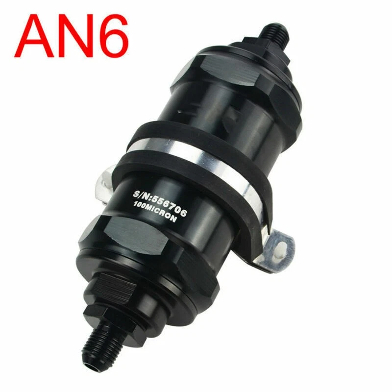 Filtro de combustible en línea de aluminio para automóvil E85 etanol con entrada de 100 micras -6 AN / salida Foto 2 de 4