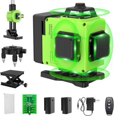16 Lines Laser Level 360 Self Leveling, 4X360° 4D Green Beam Cross Line Lazer Le