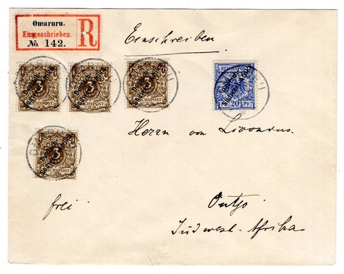DSWA 1900 Come Phil. DOMESTIC REGISTERED LETTER Con 1+4 Da OMARURU A OUTJO (DA3331