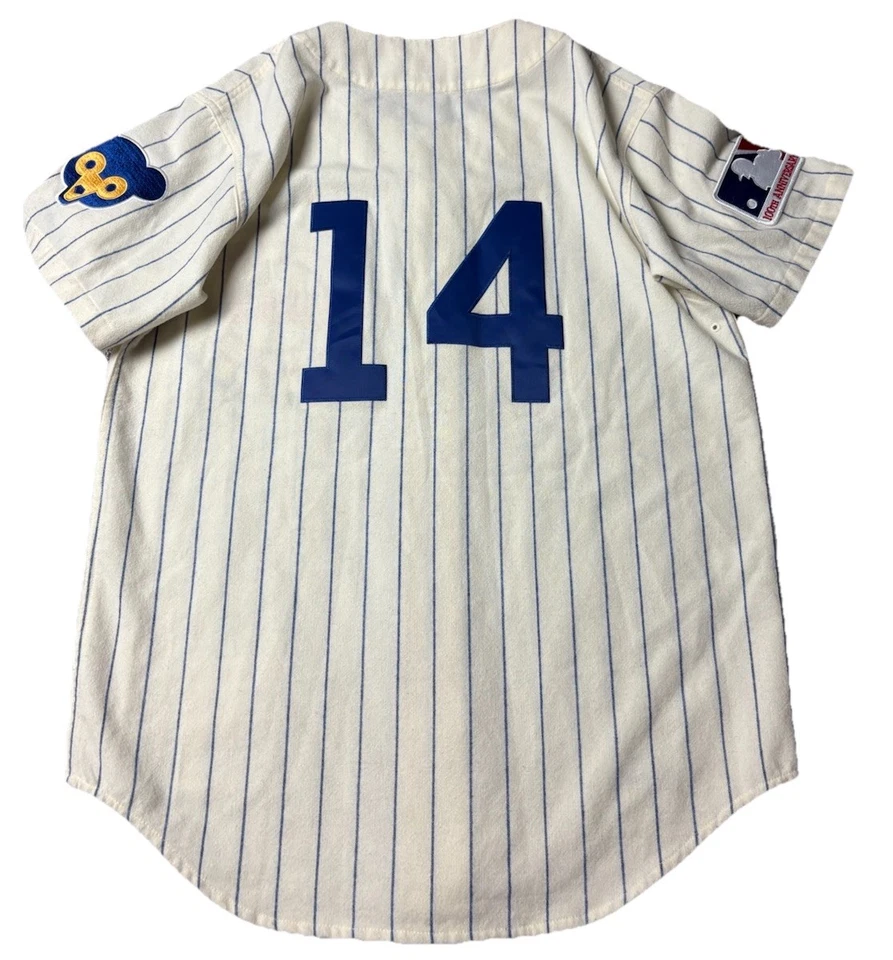 CAMISETA DE LANA MITCHELL & NESS AUTÉNTICA CHICAGO CUBS L ERNIE BANKS VENTA AL POR MENOR $350 Foto 3 de 4