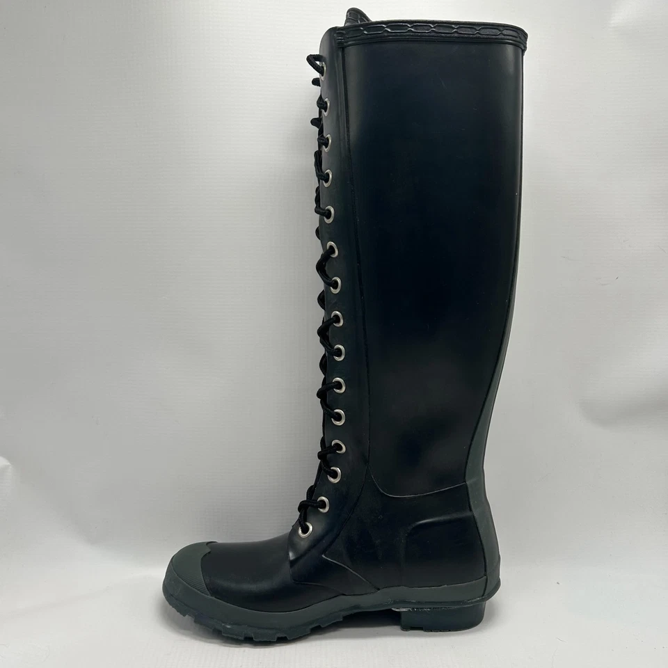 Botas de lluvia Hunter Watling para mujer 5 para hombre 4 EE. UU. W24096 negras hasta la rodilla de goma Foto 4 de 4