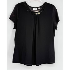 Jaclyn Smith Collection Black Lattice Neck Pl...