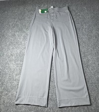 HALARA Wide Leg Work Pants Gray High Waisted Button Front Pockets Career Women L