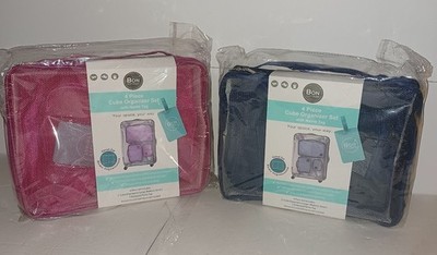 LUGGAGE ORGANIZERS Lot Pink & Blue 2 Sets of 3pcs Soft Storage Bags Cases &  Tag