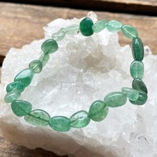 Green Emerald Smooth Tumble Gemstone Beaded Stretchable Healing Bracelet 6-8''