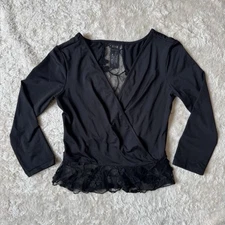 Bloch Womens Ballet Wrap Cropped Lace Black Dancewear Light Sz Small