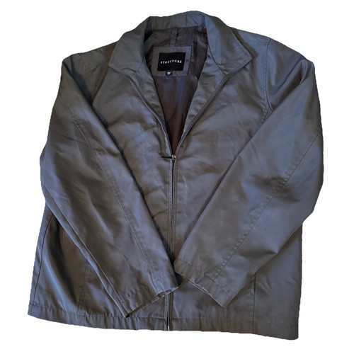 Structure Jacket Gray Zip Up Long Sleeve Polyester Coat Men's Size Large - Picture 1 of 5