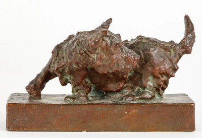 EB Edith Parsons (1878-1956) Terrier Dog Puppy Bronze Bookend Figure Sculpture