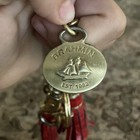 Brahmin Red Leather Tassel Key Chain w/ Gold-Tone Hardware, Logo, Detachable — photo 5