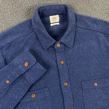 Faherty Knit Alpine Shirt size Large Stretch Soft Flannel Blue Button Up Sweater