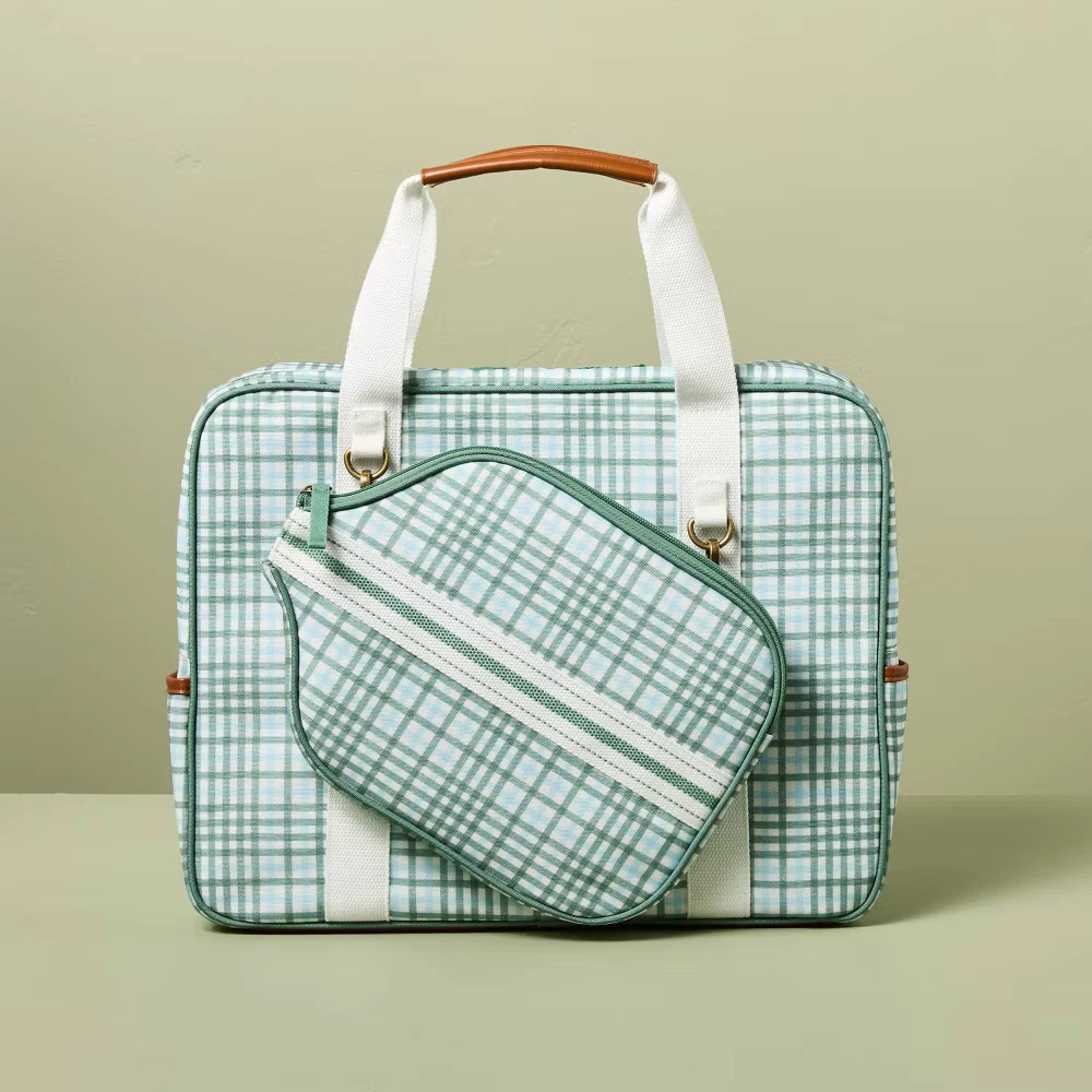 Plaid Pickleball Bag & Paddle Cover Set Green/Blue - Hearth & Hand Review