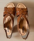 Pikolinos Leather Size 37 (6.5-7 US) Wedge Sandals Arenales Brandy A642184 New