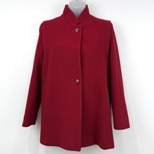 Ethel Pear For One Up Wool Coat Women's M Red VTG Old Money Capsule Button Front