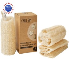Chill Ah Natural Loofah Sponge Set 4 Pack Plant-Based Dye-Free Biodegradable