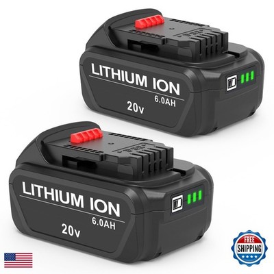 Rocivic Replacement 20V Battery 6.0Ah 2 Packsreplace De Walt 20 Volt Battery
