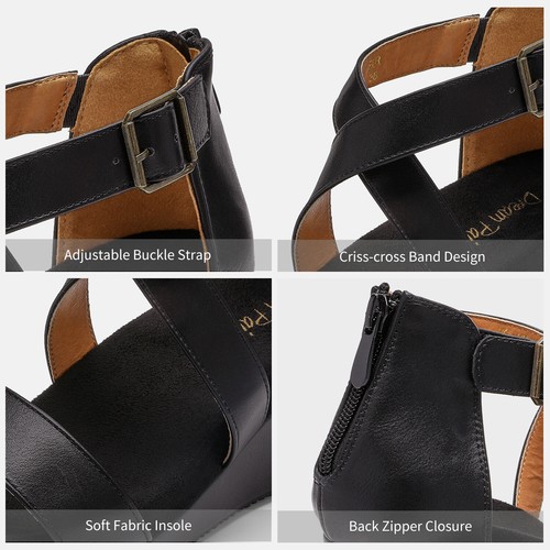 DREAM PAIRS Womens Open Toe Elastic Ankle Strap Platform Wedge Sandals - Picture 5 of 68
