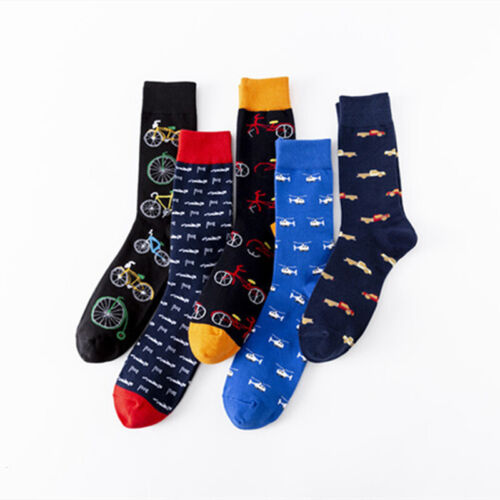 NEW Mens Cotton Work Socks Funny Bicycle Pickup Novelty Dress Socks For Man Gift - Picture 2 of 16