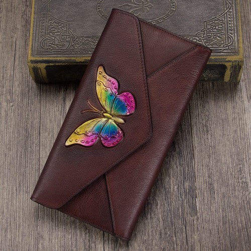 Genuine Leather Wallet Women Vintage Bifold Wallet Purse Money Clip Card Holder - Picture 6 of 10