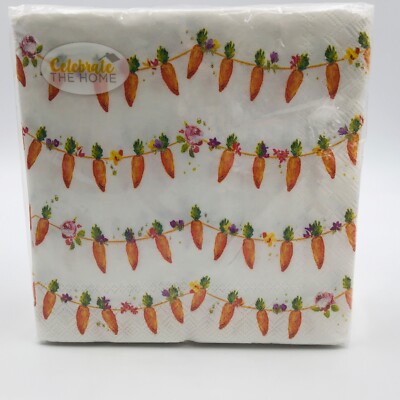 Napkins Decoupage Easter Spring Carrots Garland Cocktail Pack of 80 Count Brunch