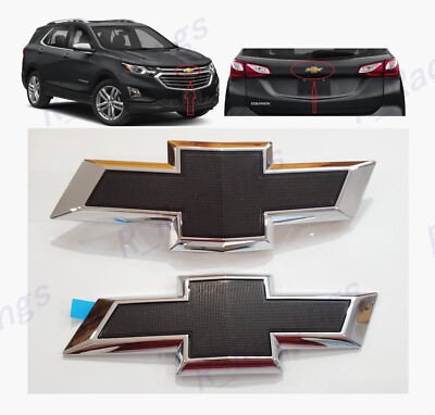 Front & Rear Chrome Black Bowtie Emblems Kit Fit For 2018-2024 Chevrolet Equinox