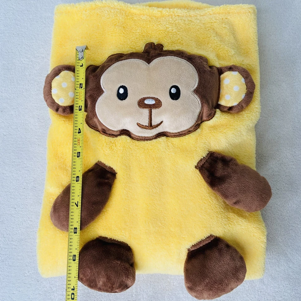 Manta Baby Boom Mono Marrón Peluche Arrugado Chirrido Amarillo Lovey 30"x40" Foto 3 de 4