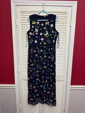T Tahari Embroidered Midi Dress In Blue Size 16