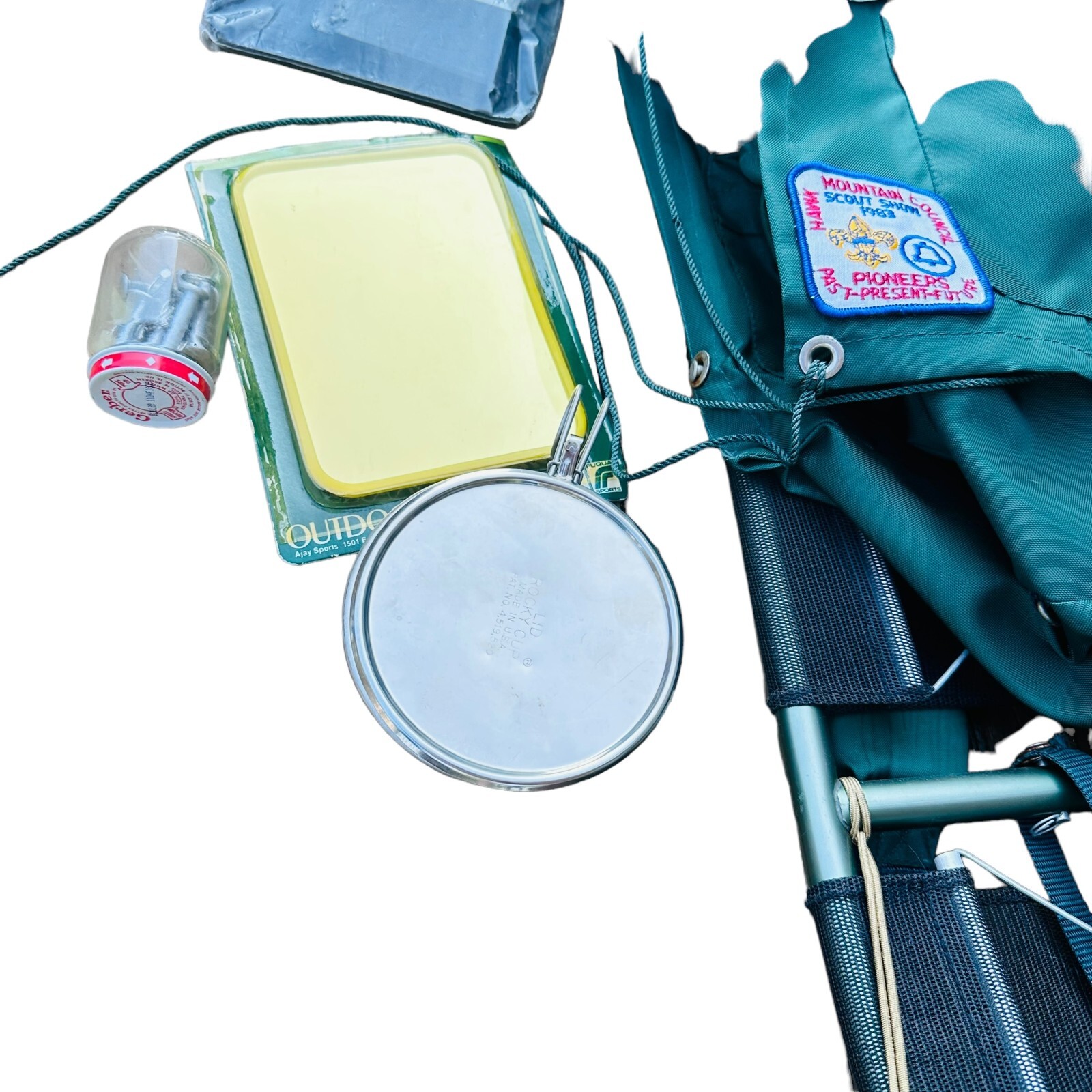 Vtg ACADEMY BROADWAY JASPER No 4730 GREEN NYLON BACKPACK ALUMINUM FRAME + Extras