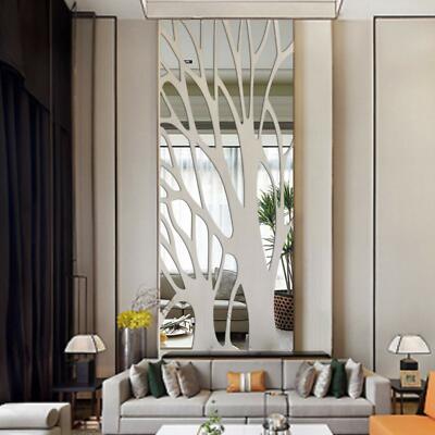 3D Mirror Tree Art Removable Wall Sticker Acrylic Mural Decal Home Room Decor US