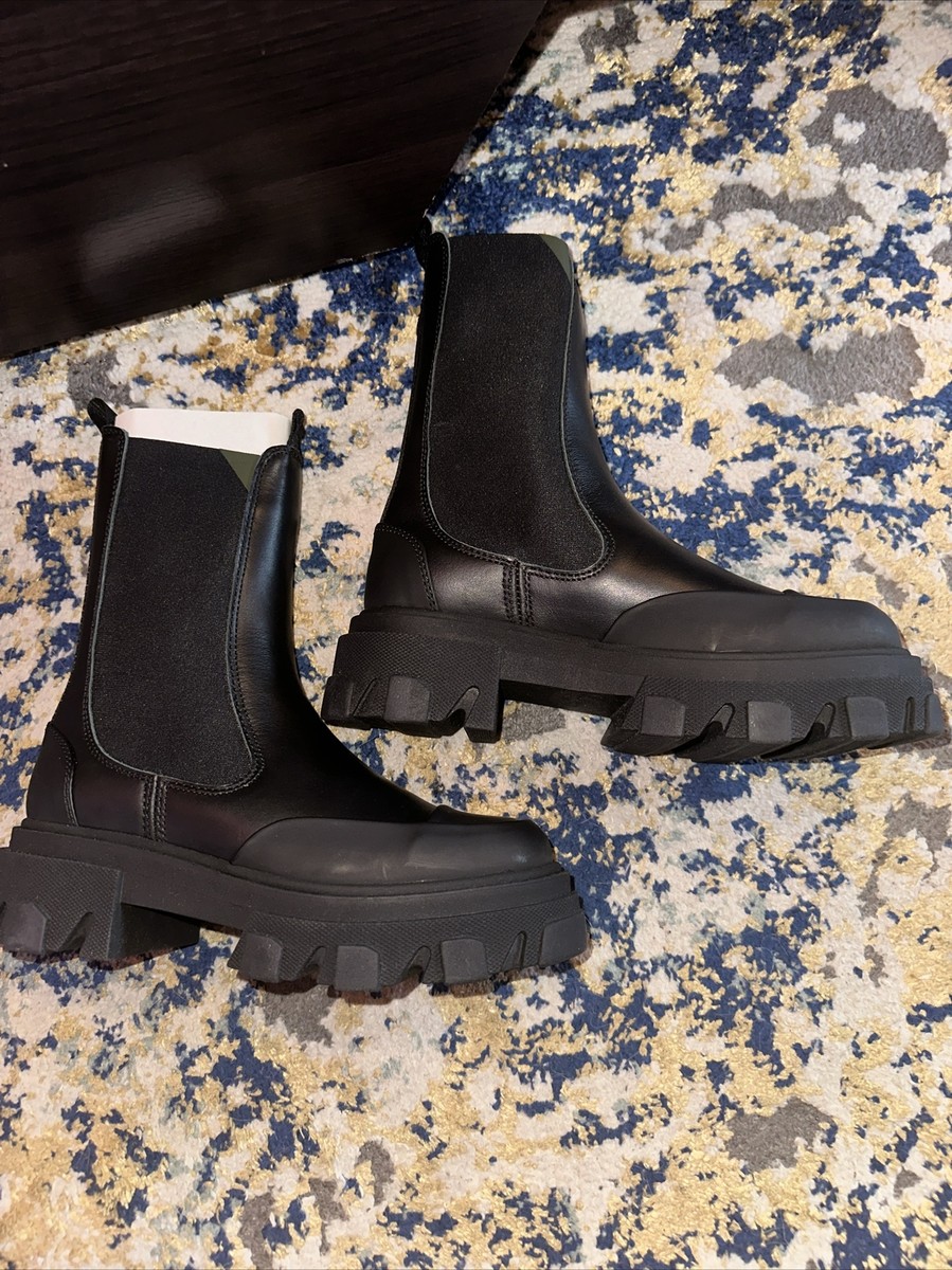 Ganni Cleared Heeled Mid Size Chelsea Boots Women Size 36eu