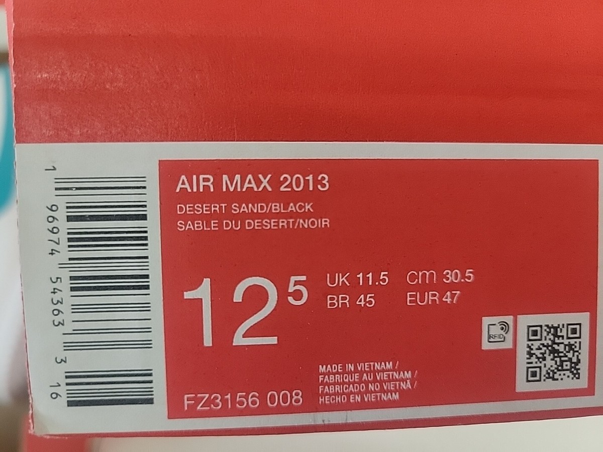 Men's Sz 12.5 Nike Air Max 2013 Desert Sand FZ3156-008 New