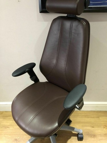 BROWN LEATHER RH400XL ELEGANCE FULLY ERGONOMIC OFFICE TASK CHAIRS.HEADREST - Picture 9 of 12