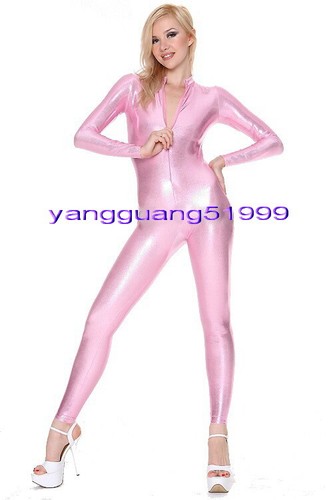Unisex 16 Color Shiny Metallic Women Men Jumpsuits Bodysuit Catsuit Costume F308 - Picture 11 of 15