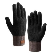 Warm Winter Gloves for Men and Women, Knitted Touchscreen Convertible Black