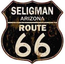 SELIGMAN, ARIZONA Route 66 Shield Metal Sign Man Cave Garage 211110014020