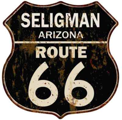 SELIGMAN, ARIZONA Route 66 Shield Metal Sign Man Cave Garage