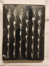 Pier 1 Imports Handblown Glass 6 Ornaments Spiral Silvery Twist Icicles NEW Vtg