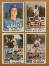 1982 Topps #362 Wright, #397 Brett, #594 Martin, #759 Splittorff-ROYALS…4 cards