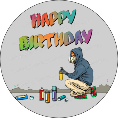 Graffiti Sprayer Geburtstag Tortenaufleger essbar Muffin Party Deko Geschenk neu