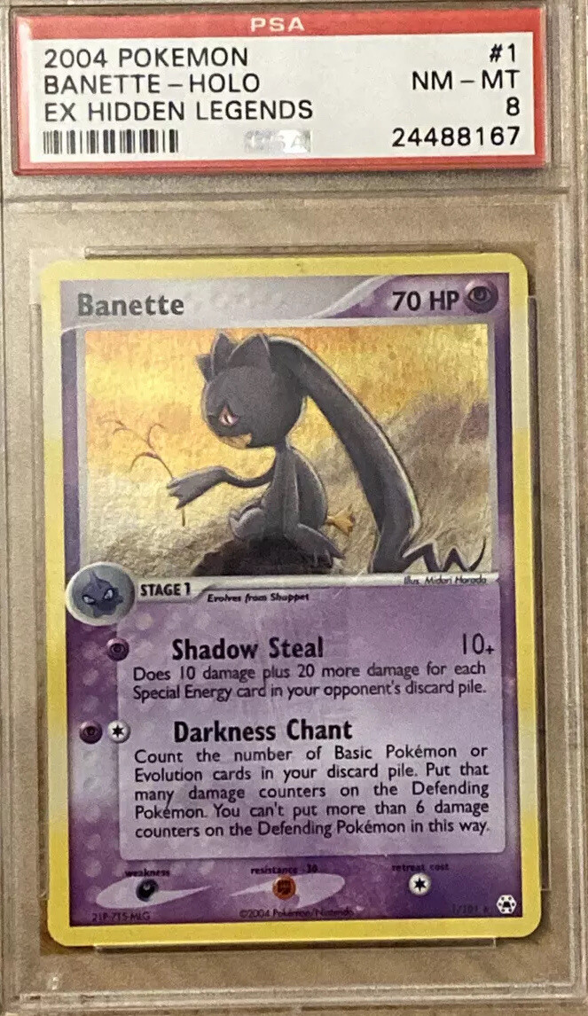 2004 Pokémon Card Banette-Holo Ex Hidden Legends #1 NM-MT 8 PSA GRADE [POKÉMON]