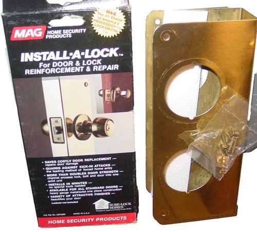 Door Lock Brass Reinforcement Kit Install-a-Lock MAG Security Repair USA