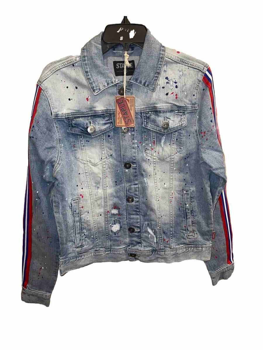 Staple Pigeon Splatter Light Stone Wash Denim Jean Jacket