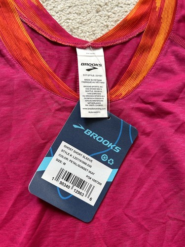 New Brooks Ghost Petal/Sunset Ikat Women’s Medium Running T Shirt - Picture 3 of 3