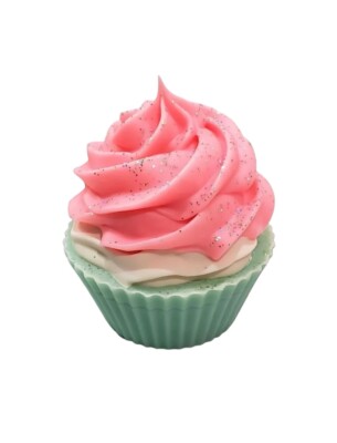 Cold Process Soap WATERMELON CANDY Cupcake Soap Approx. 4 oz. TWO CUPCAKE SOAPS